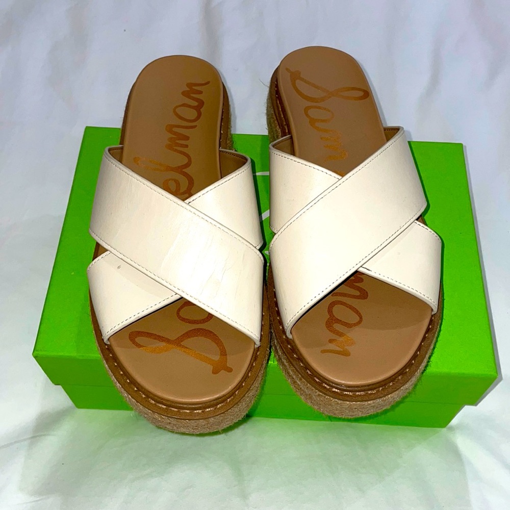 Sam Edelman White Crisscross Platform Sandals